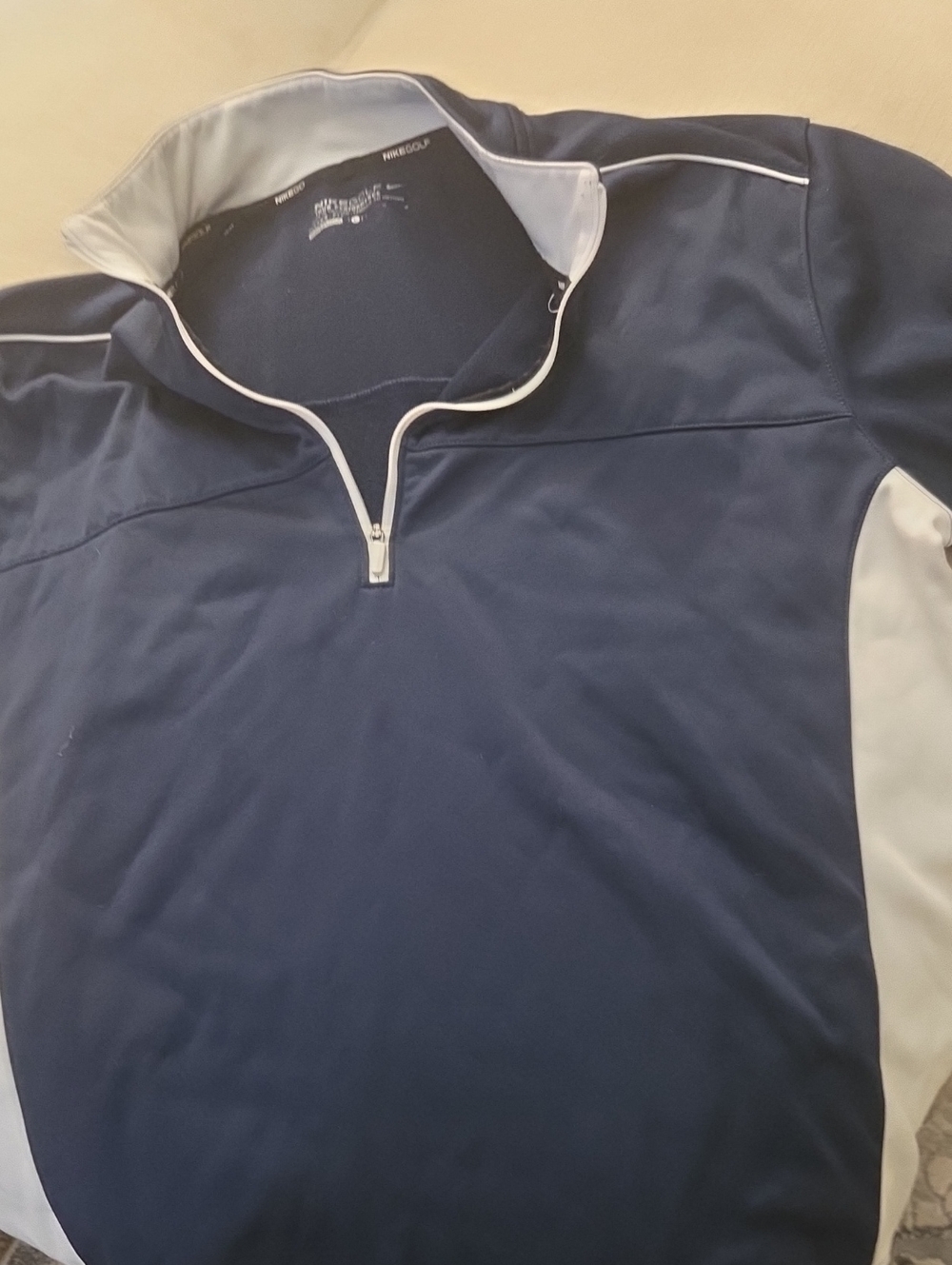 Nike Navy and White Golf Performance Top